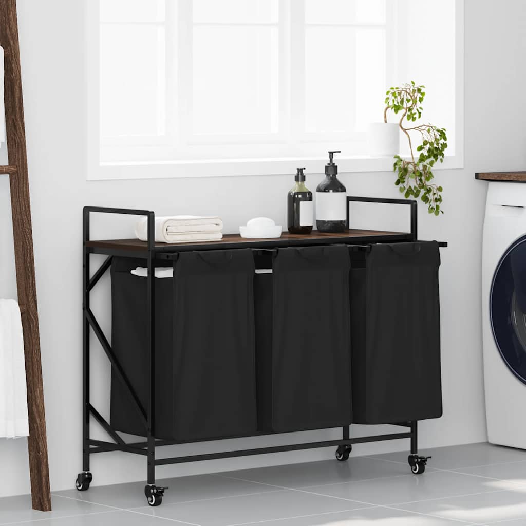 Laundry Basket 2 Compartments With Wheels