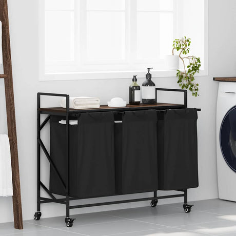 Laundry Basket 2 Compartments With Wheels