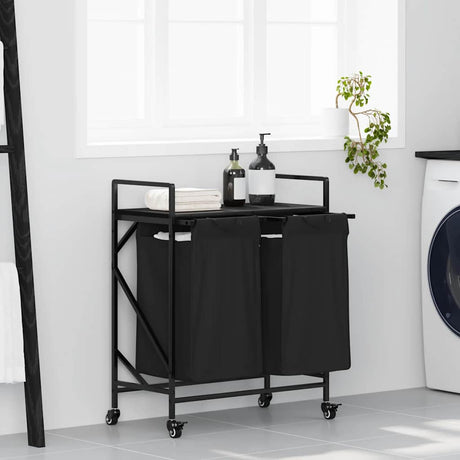 Laundry Basket 2 Compartments With Wheels