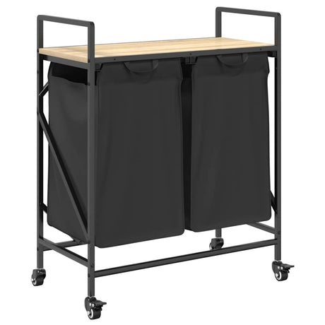 Laundry Basket 2 Compartments With Wheels