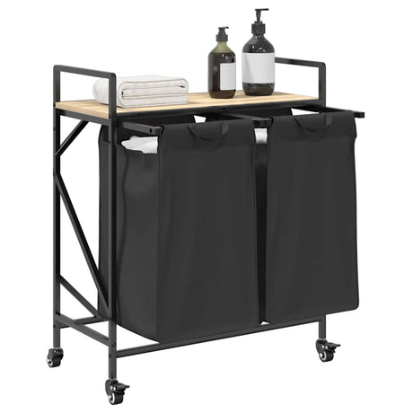 Laundry Basket 2 Compartments With Wheels