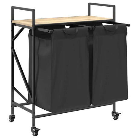 Laundry Basket 2 Compartments With Wheels
