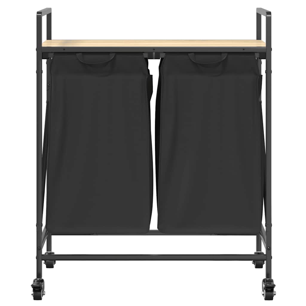 Laundry Basket 2 Compartments With Wheels