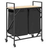 Laundry Basket 2 Compartments With Wheels