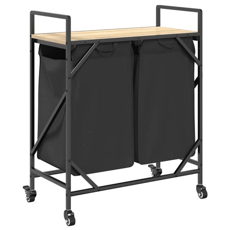 Laundry Basket 2 Compartments With Wheels