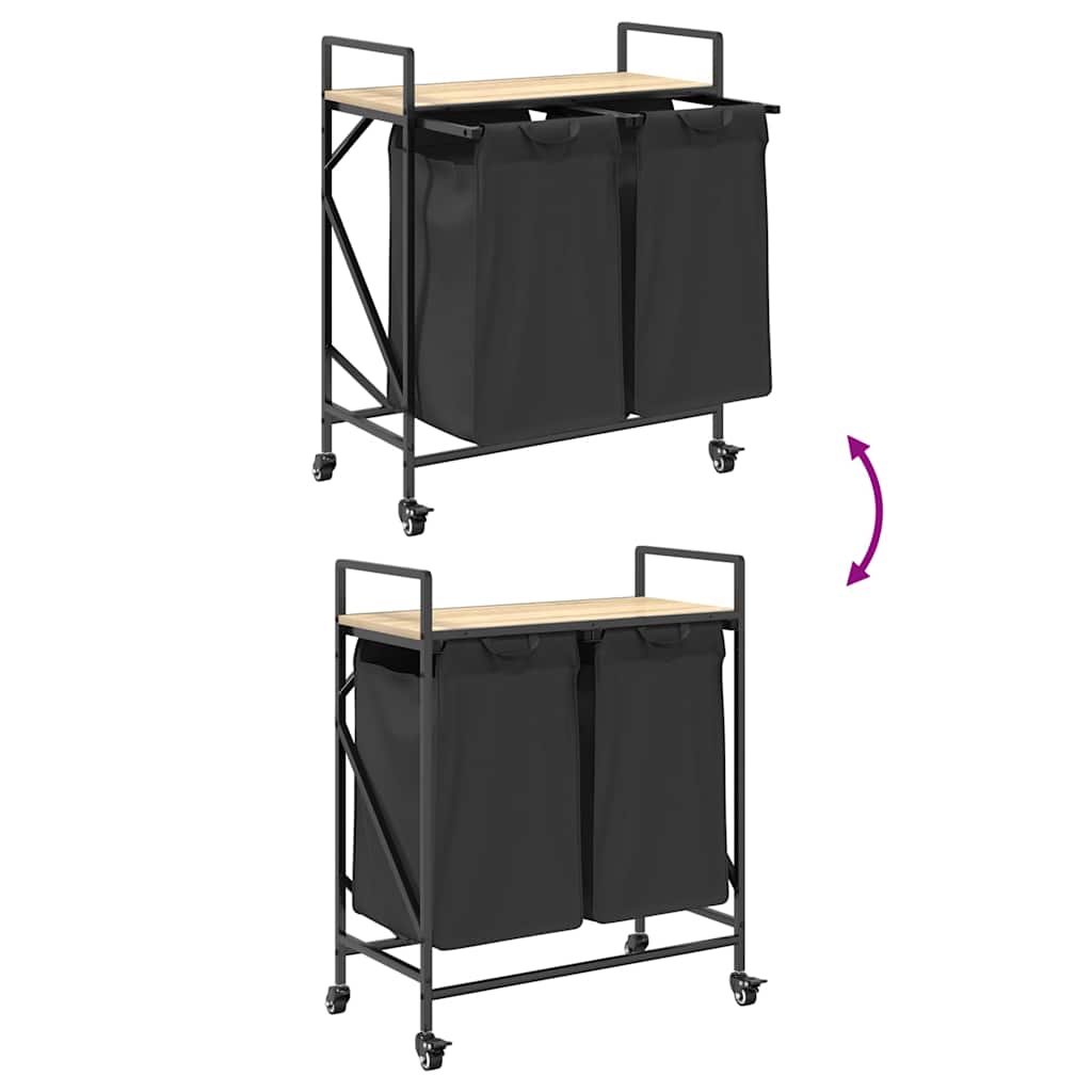 Laundry Basket 2 Compartments With Wheels