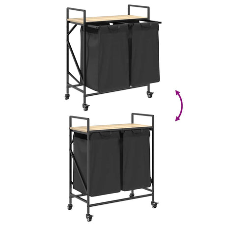 Laundry Basket 2 Compartments With Wheels