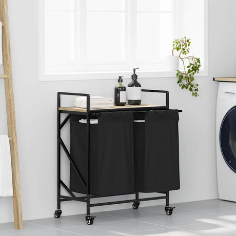 Laundry Basket 2 Compartments With Wheels
