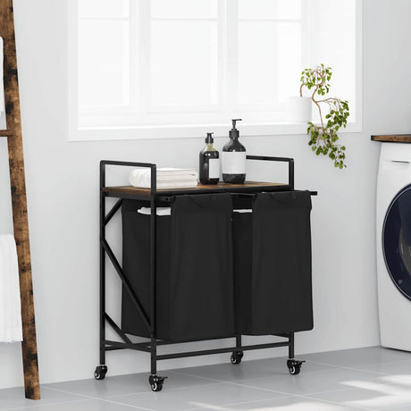 Laundry Basket 2 Compartments With Wheels
