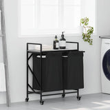 Laundry Basket 2 Compartments With Wheels