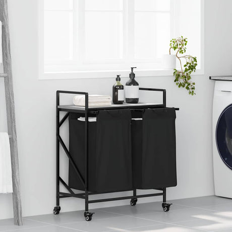 Laundry Basket 2 Compartments With Wheels