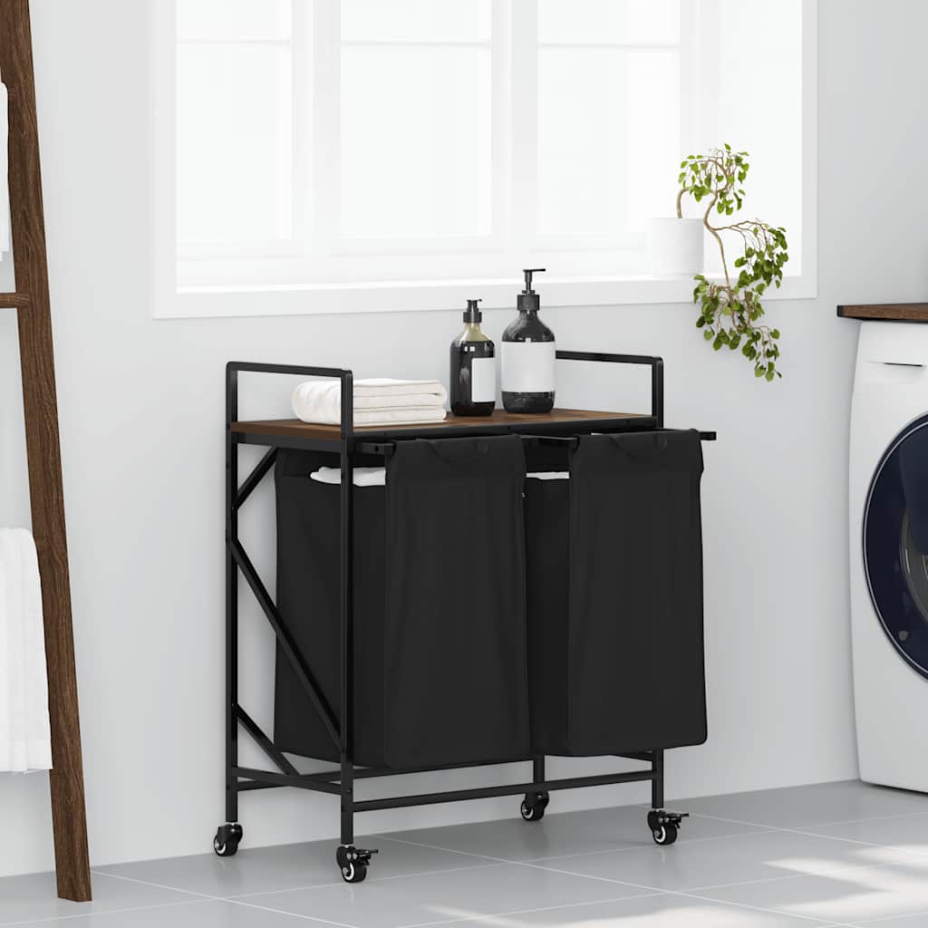 Laundry Basket 2 Compartments With Wheels