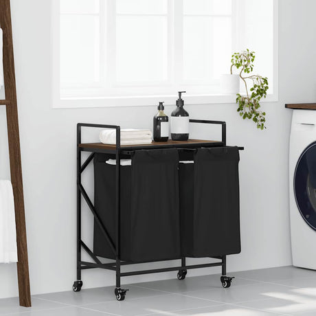 Laundry Basket 2 Compartments With Wheels