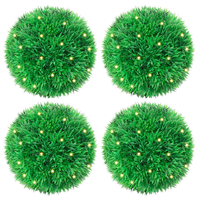 Artificial Boxwood Balls With Led Lights 4 Pcs Green
