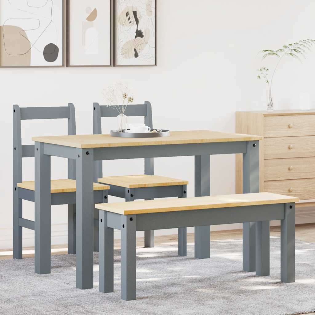 4 Piece Dining Set Panama Solid Wood Pine