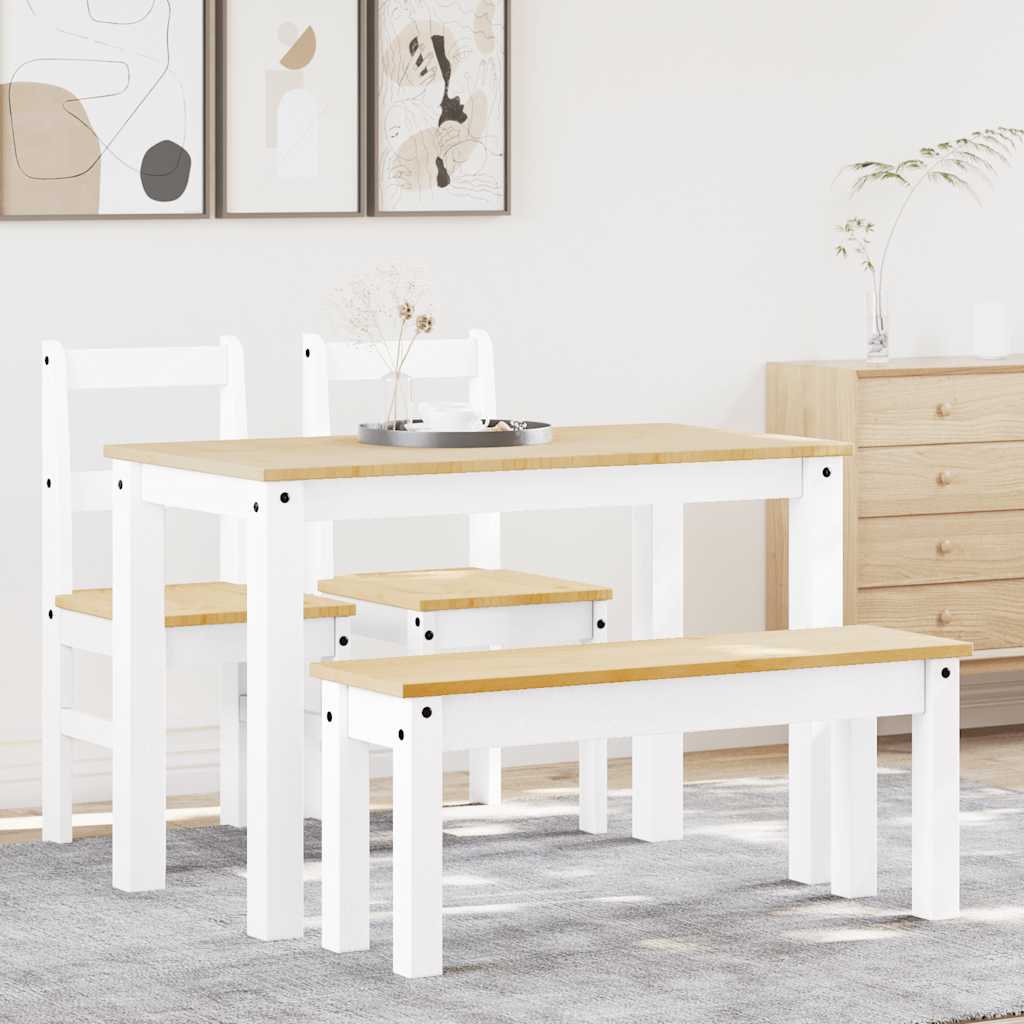 4 Piece Dining Set Panama Solid Wood Pine