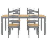 5 Piece Dining Set Panama Grey Solid Wood Pine