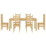 7 Piece Dining Set Panama Solid Wood Pine