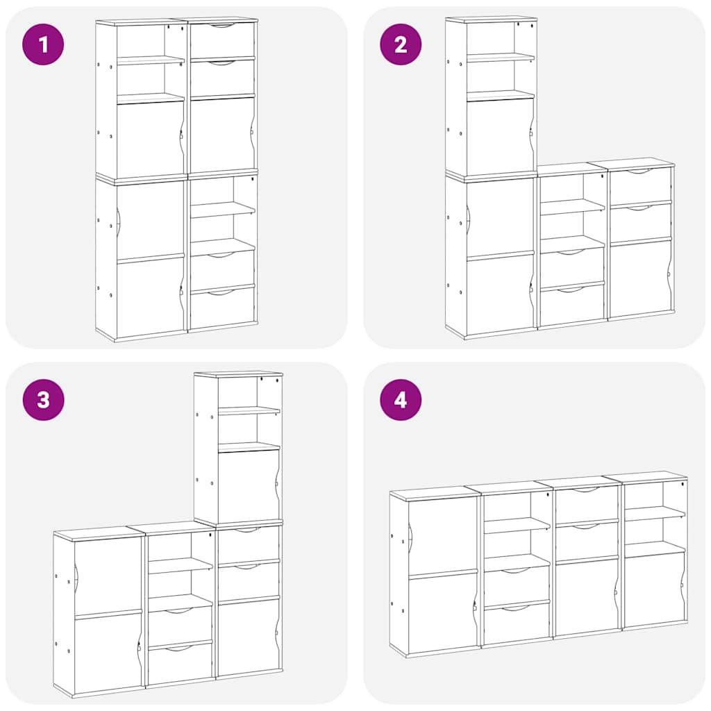 Side Cabinets 4 Pcs &quot;Odda&quot; 40X24X79 Cm Solid Wood Pine