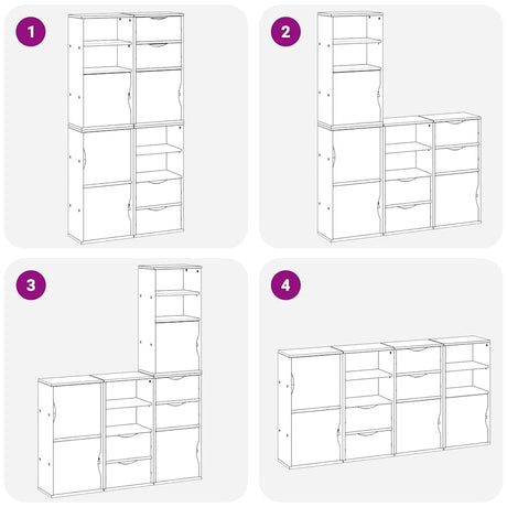 Side Cabinets 4 Pcs &quot;Odda&quot; 40X24X79 Cm Solid Wood Pine