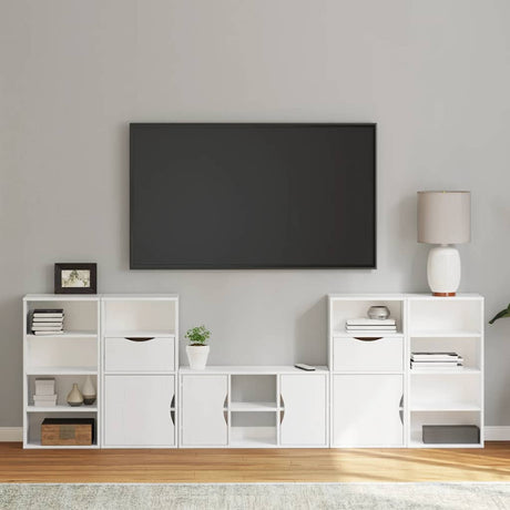 5 Piece Tv Units With Storage Odda Solid Wood Pine