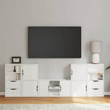 5 Piece Tv Units With Storage Odda Solid Wood Pine