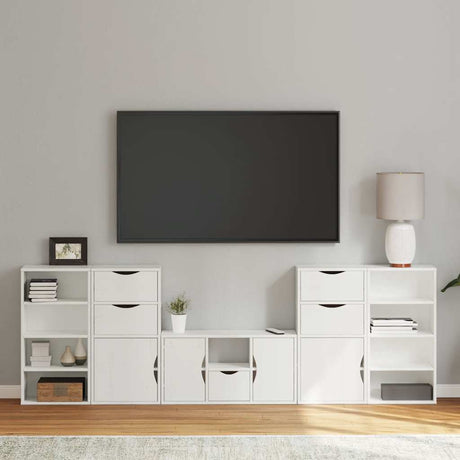 5 Piece Tv Units With Storage Odda Solid Wood Pine