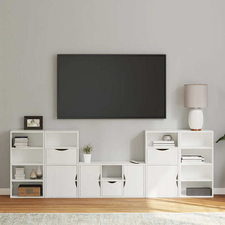 5 Piece Tv Units With Storage Odda Solid Wood Pine