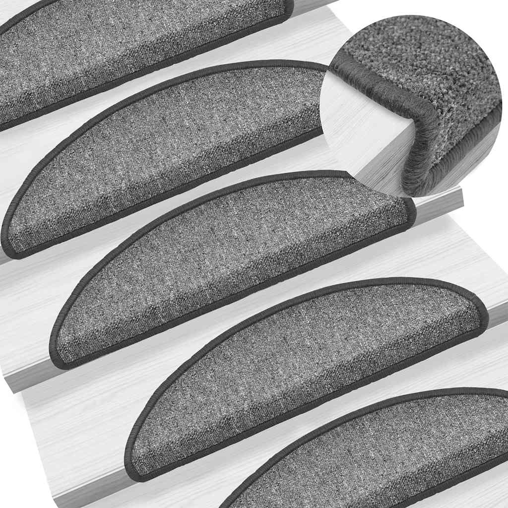 Stair Mats 30 Pcs Dark Grey 56X17X3 Cm
