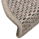 Stair Mats Self-Adhesive Sisal-Look 30 Pcs Silver