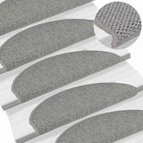 Stair Mats Self-Adhesive Sisal-Look 30 Pcs Silver