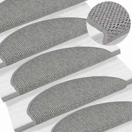 Stair Mats Self-Adhesive Sisal-Look 30 Pcs Silver