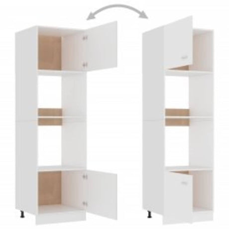 Microwave Cabinet Lyon White 60X57X207 Cm Engineered Wood