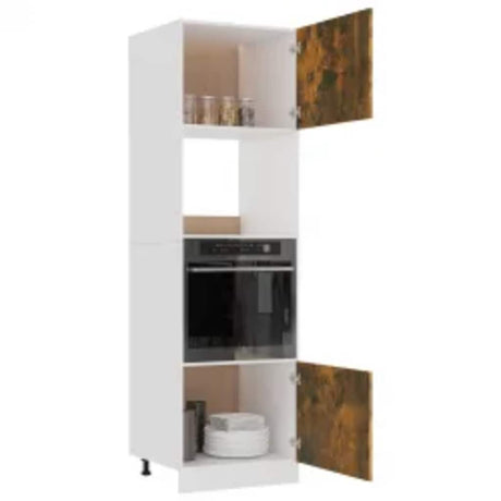 Microwave Cabinet Lyon Smoked Oak 60X57X207 Cm Engineered Wood