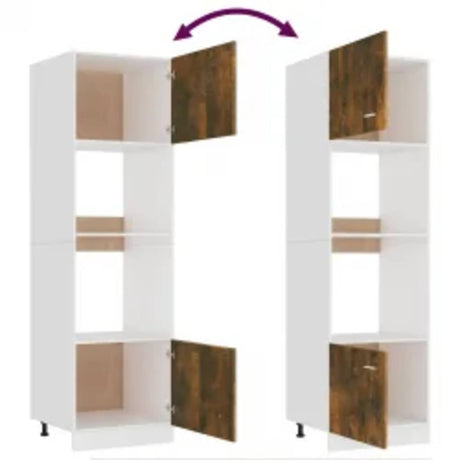 Microwave Cabinet Lyon Smoked Oak 60X57X207 Cm Engineered Wood