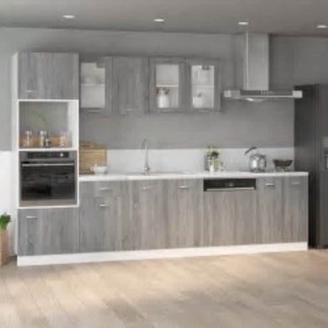 Microwave Cabinet Lyon Grey Sonoma 60X57X207 Cm Engineered Wood