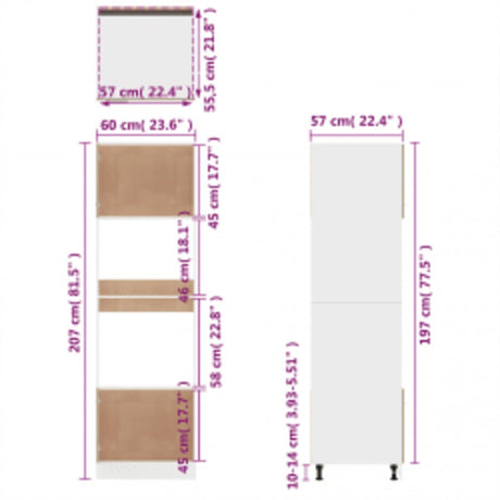 Microwave Cabinet Lyon Brown Oak 60X57X207 Cm Engineered Wood