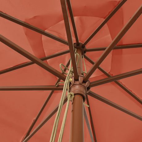 Garden Parasol with Wooden Pole Terracotta 300x300x273 cm