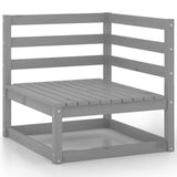 11 Piece Garden Lounge Set Grey Solid Pinewood