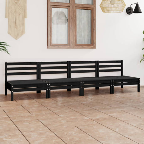 4 Piece Garden Lounge Set White Solid Pinewood
