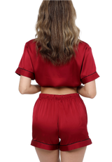 Indulge in Luxury: Dark Claret Silk Satin Pyjama Set - Breathing Soul