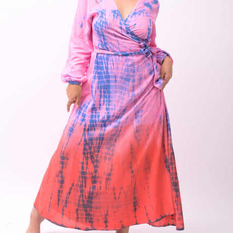 Tie-Dye Holiday Vibes Wrap Maxi Dress - Breathing Soul