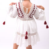 Peaceful Paradise Embroidered Blossom Cotton Dress - Breathing Soul