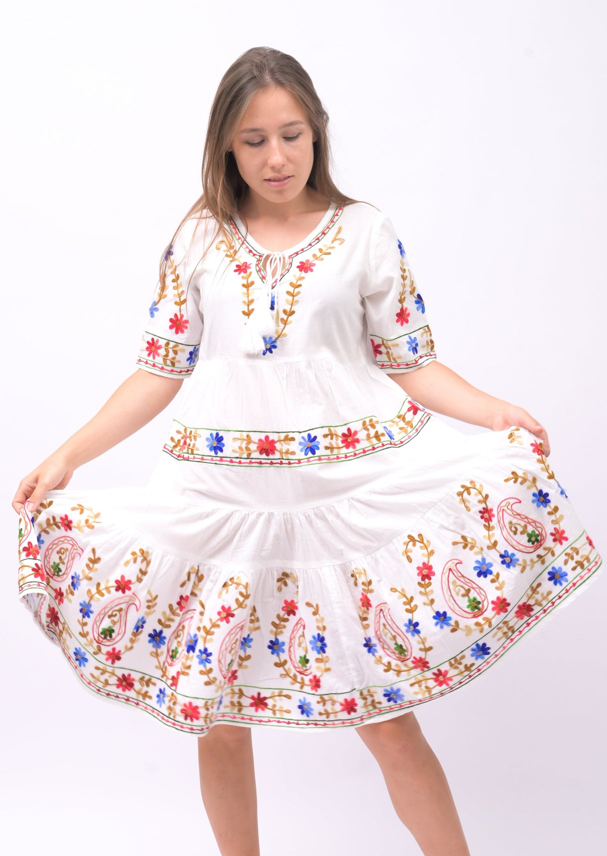 Peaceful Breeze: A Handmade Embroidered Kaftan Dress