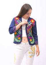 Midnight Bloom Floral Embroidered Blazer
