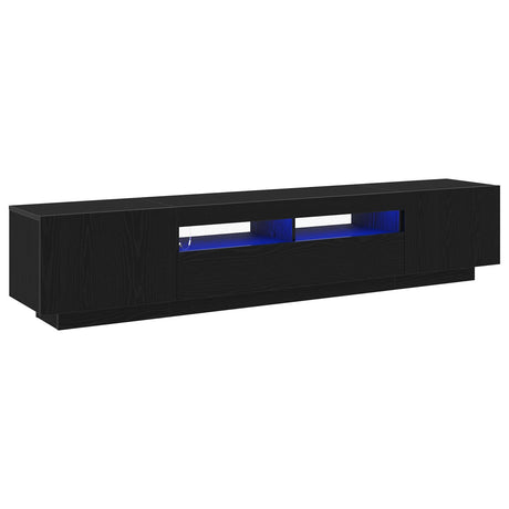 Tv Cabinet With Led Lights - Black Oak - 200 X 35 X 40 Cm - Engineered Wood