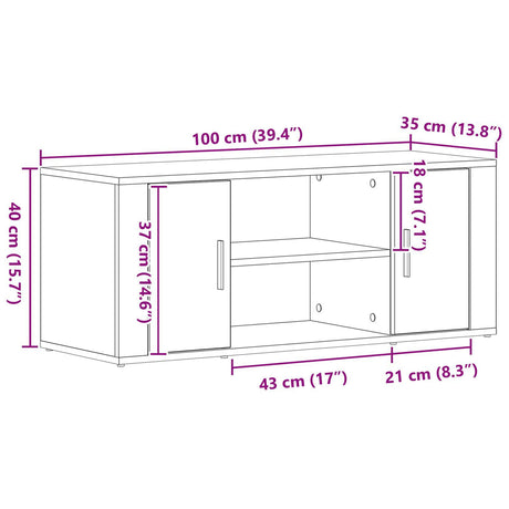 Tv Cabinet Artisan Oak 100X35X40 Cm Engineered Wood