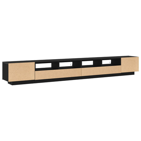 Tv Stand With Led Lights - Black Oak - 300X35X40 Cm - Made From Engineered Wood