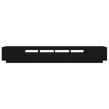 Tv Stand With Led Lights - Black Oak, 260X35X40 Cm, Made Of Engineered Wood