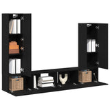 4 Piece Tv Cabinet Set Wall-Mounted Black Oak Engineered Wood